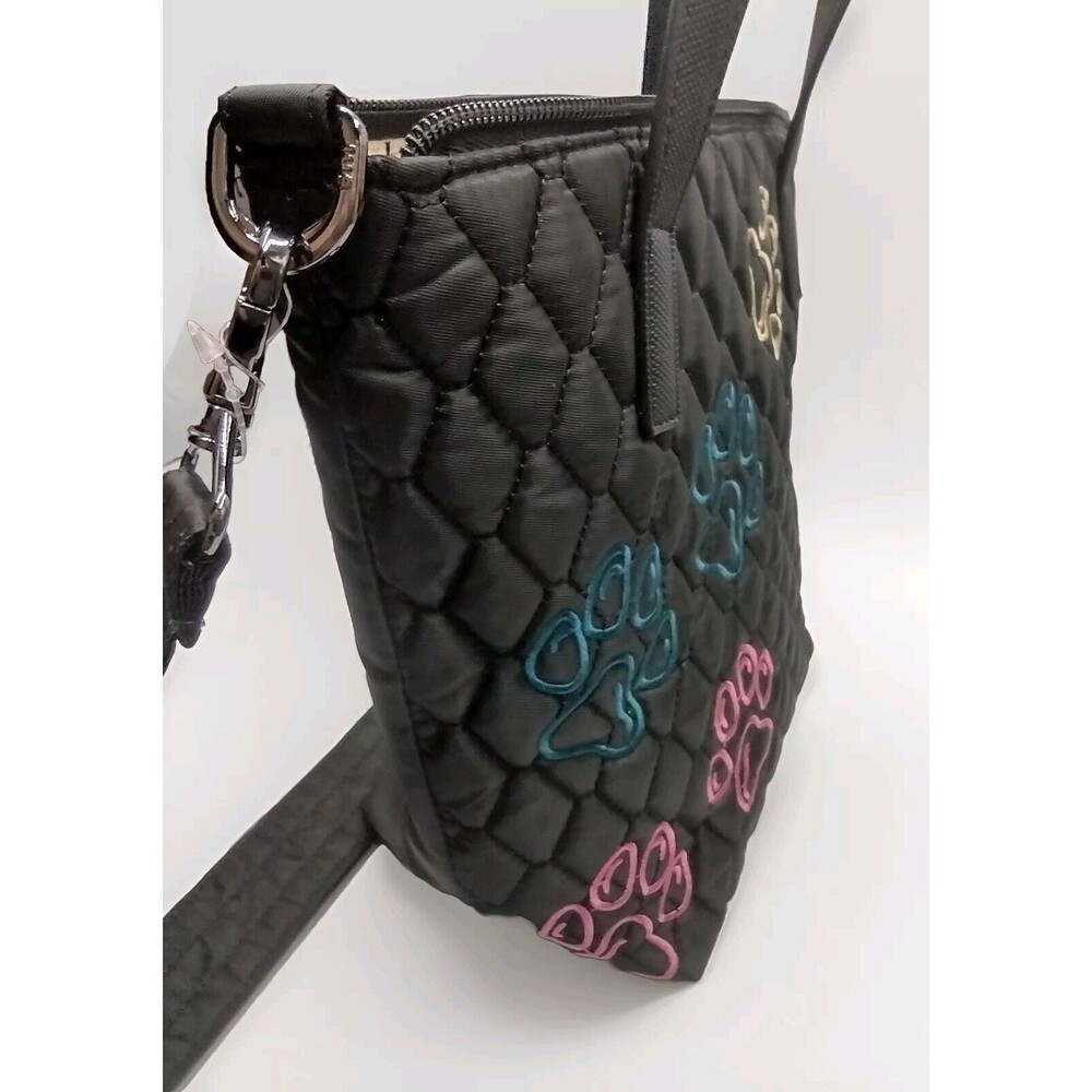 🐾 Lug Sprinkler Hand Bag “Embroidered Paws Black” Colorful Paw Prints. - Picture 7 of 8